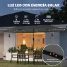 Sombrilla Doble de Jardín 4x2 m con 36 Luces LED UPF50+ Manivela 12 Varillas Resistente al Agua Gris Oscuro - Ogal.Es