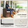 Conjunto de Jardín Exterior de Ratán 6 Piezas Cojines Sofá Doble Sofá 3 Plazas 2 Sillones 2 Mesas Auxiliares Beige - Ogal.Es