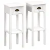 Juego de 2 Mesas Auxiliares Mesitas de Noche con Cajón y Estante de Almacenamiento para Dormitorio 30x30x75 cm B... - Ogal.Es