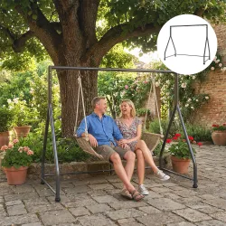 Soporte para Columpio de Acero Estructura de Columpio de 2 y 3 Asientos Carga 360 kg 210x117x175 cm Negro - Ogal.Es