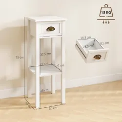 Juego de 2 Mesas Auxiliares Mesitas de Noche con Cajón y Estante de Almacenamiento para Dormitorio 30x30x75 cm B... - Ogal.Es