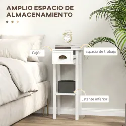 Juego de 2 Mesas Auxiliares Mesitas de Noche con Cajón y Estante de Almacenamiento para Dormitorio 30x30x75 cm B... - Ogal.Es
