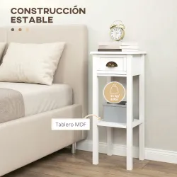 Juego de 2 Mesas Auxiliares Mesitas de Noche con Cajón y Estante de Almacenamiento para Dormitorio 30x30x75 cm B... - Ogal.Es
