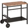 Carrito de Barbacoa de 2 Niveles Mesa Auxiliar para Barbacoa Móvil con Ruedas Portabebidas Ganchos Asa Negro y M... - Ogal.Es