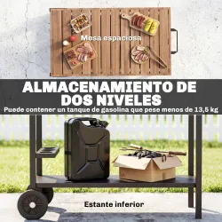 Carrito de Barbacoa de 2 Niveles Mesa Auxiliar para Barbacoa Móvil con Ruedas Portabebidas Ganchos Asa Negro y M... - Ogal.Es