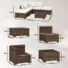 Conjunto de Jardín Exterior de Ratán de 6 Piezas con Silla Esquinero 2 Sillas sin Brazos Reposapiés y Mesa Marrón - Ogal.Es