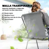 Conjunto de Mesa y Sillas Jardín de 8 Piezas con Sombrilla 6 Sillas Plegables Mesa de Vidrio Templado Gris - Ogal.Es