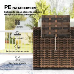 Conjunto de Jardín Exterior de Ratán de 6 Piezas con Silla Esquinero 2 Sillas sin Brazos Reposapiés y Mesa Marrón - Ogal.Es