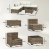 Conjunto de Jardín Exterior de Ratán de 6 Piezas con Silla Esquinero 2 Sillas sin Brazos Reposapiés y Mesa Amarillo - Ogal.Es