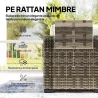 Conjunto de Jardín Exterior de Ratán de 6 Piezas con Silla Esquinero 2 Sillas sin Brazos Reposapiés y Mesa Amarillo - Ogal.Es
