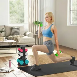 Juego de Mancuernas 2x1kg 2x2kg 2x3kg 2x4kg con Soporte de Almacenamiento para Ejercicio Entrenamiento Multicolor - Ogal.Es