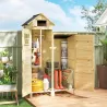 Caseta de Jardín de Madera Armario para Herramientas con Estantes Desmontables y Puertas 106x57x167 cm Madera Na... - Ogal.Es