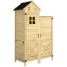 Caseta de Jardín de Madera Armario para Herramientas con Estantes Desmontables y Puertas 106x57x167 cm Madera Na... - Ogal.Es
