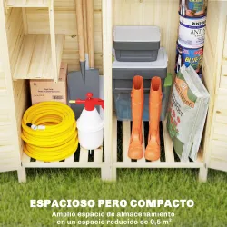 Caseta de Jardín de Madera Armario para Herramientas con Estantes Desmontables y Puertas 106x57x167 cm Madera Na... - Ogal.Es