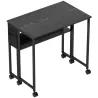 Escritorio Plegable con Ruedas Balda y Bolsillo de Almacenaje Ideal para Espacios Pequeños 80x50x75 cm Negro - Ogal.Es