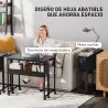 Escritorio Plegable con Ruedas Balda y Bolsillo de Almacenaje Ideal para Espacios Pequeños 80x50x75 cm Negro - Ogal.Es