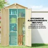 Caseta de Jardín de Madera 93x53x168 cm Armario para Herramientas con 4 Estantes 3 Puertas y Ganchos Madera Natural - Ogal.Es