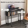 Escritorio Plegable con Ruedas Balda y Bolsillo de Almacenaje Ideal para Espacios Pequeños 80x50x75 cm Negro - Ogal.Es