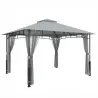 Carpa para Jardín con Techo Doble Cenador con Paredes de Malla UPF50+ para Exterior Terraza 360x300x275 cm Gris - Ogal.Es