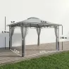 Carpa para Jardín con Techo Doble Cenador con Paredes de Malla UPF50+ para Exterior Terraza 360x300x275 cm Gris - Ogal.Es