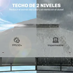 Carpa para Jardín con Techo Doble Cenador con Paredes de Malla UPF50+ para Exterior Terraza 360x300x275 cm Gris - Ogal.Es