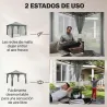 Carpa para Jardín con Techo Doble Cenador con Paredes de Malla UPF50+ para Exterior Terraza 360x300x275 cm Gris - Ogal.Es
