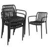 Juego de 4 Sillas de Jardín Exterior Apilables de PP con Respaldo Curvado Asiento de Listones 55x58,5x81,5 cm Negro - Ogal.Es