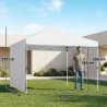 Carpa Plegable Pop-up 3x3 m con Pared Lateral UPF50+ Altura Ajustable Empuje Central Bolsa de Transporte Blanco - Ogal.Es