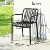 Juego de 4 Sillas de Jardín Exterior Apilables de PP con Respaldo Curvado Asiento de Listones 55x58,5x81,5 cm Negro - Ogal.Es