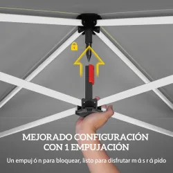 Carpa Plegable Pop-up 3x3 m con Pared Lateral UPF50+ Altura Ajustable Empuje Central Bolsa de Transporte Blanco - Ogal.Es