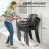 Juego de 4 Sillas de Jardín Exterior Apilables de PP con Respaldo Curvado Asiento de Listones 55x58,5x81,5 cm Negro - Ogal.Es