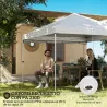 Carpa Plegable Pop-up 3x3 m con Pared Lateral UPF50+ Altura Ajustable Empuje Central Bolsa de Transporte Blanco - Ogal.Es