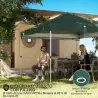 Carpa Plegable Pop-up 3x3 m con Pared Lateral UPF50+ Altura Ajustable Empuje Central Bolsa de Transporte Verde - Ogal.Es