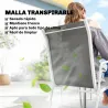 Conjunto de Mesa y Sillas Jardín con Mesa de Vidrio Templado 6 Sillas Apilables Transpirables para Terraza Gris - Ogal.Es