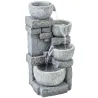 Fuente de Jardín con Iluminación LED Bomba Fuente Decorativa en Cascada de 4 Niveles Flujo Ajustable Gris - Ogal.Es