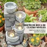 Fuente de Jardín con Iluminación LED Bomba Fuente Decorativa en Cascada de 4 Niveles Flujo Ajustable Gris - Ogal.Es