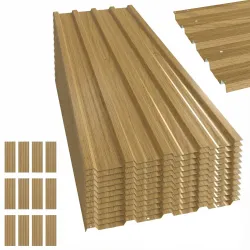 Juego de 12 Paneles para Tejado de Acero Galvanizado 7m² para Caseta de Herramientas Cobertizo 129x45cm Madera N... - Ogal.Es