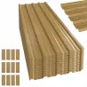 Juego de 12 Paneles para Tejado de Acero Galvanizado 7m² para Caseta de Herramientas Cobertizo 129x45cm Madera N... - Ogal.Es