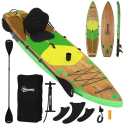 Tabla Paddle Surf Hinchable SUP Extra Largo de 335 cm con Asiento Remo Convertible Aletas Bomba y Mochila Carga ... - Ogal.Es