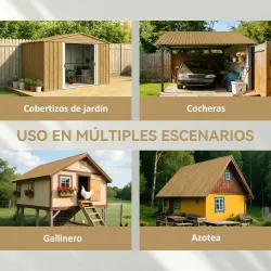 Juego de 12 Paneles para Tejado de Acero Galvanizado 7m² para Caseta de Herramientas Cobertizo 129x45cm Madera N... - Ogal.Es