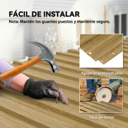 Juego de 12 Paneles para Tejado de Acero Galvanizado 7m² para Caseta de Herramientas Cobertizo 129x45cm Madera N... - Ogal.Es