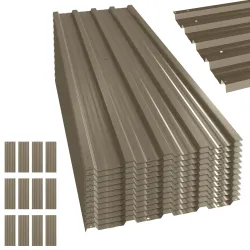Juego de 12 Paneles para Tejado de Acero Galvanizado 7m² para Caseta de Herramientas Cobertizo 129x45cm Marrón - Ogal.Es