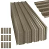 Juego de 12 Paneles para Tejado de Acero Galvanizado 7m² para Caseta de Herramientas Cobertizo 129x45cm Marrón - Ogal.Es