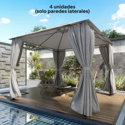 4 Paredes Laterales para Cenador 3x3 m Laterales de Carpa con 8 Ventanas Protección UV 30+ Impermeable Gris Claro - Ogal.Es