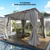 4 Paredes Laterales para Cenador 3x3 m Laterales de Carpa con 8 Ventanas Protección UV 30+ Impermeable Gris Claro - Ogal.Es