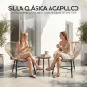 Conjunto de 2 Sillas Acapulco de Jardín de Ratán Sintético Sillas para Exterior con Estructura de Acero Natural - Ogal.Es