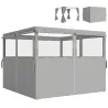 4 Paredes Laterales para Cenador 3x3 m Laterales de Carpa con 8 Ventanas Protección UV 30+ Impermeable Gris Claro - Ogal.Es