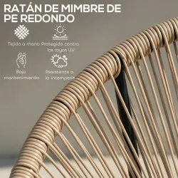 Conjunto de 2 Sillas Acapulco de Jardín de Ratán Sintético Sillas para Exterior con Estructura de Acero Natural - Ogal.Es