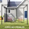 4 Paredes Laterales para Cenador 3x3 m Laterales de Carpa con 8 Ventanas Protección UV 30+ Impermeable Gris Claro - Ogal.Es