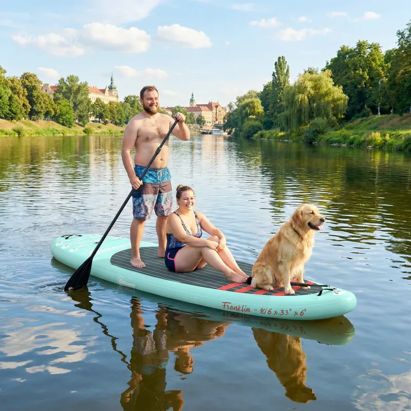 Tabla de Paddle Surf Hinchable 320 cm, con Superficie Antideslizante Remo de Aluminio Ajustable Quilla Bomba y M... - Ogal.Es
